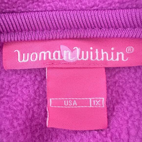 Woman Within Jacket Vest Womens 1X Full Zip Soft Fleece Outdoor Purple Hiking - Picture 4 of 6